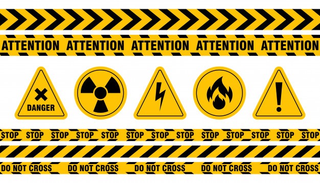 various-danger-ribbon-sign-set