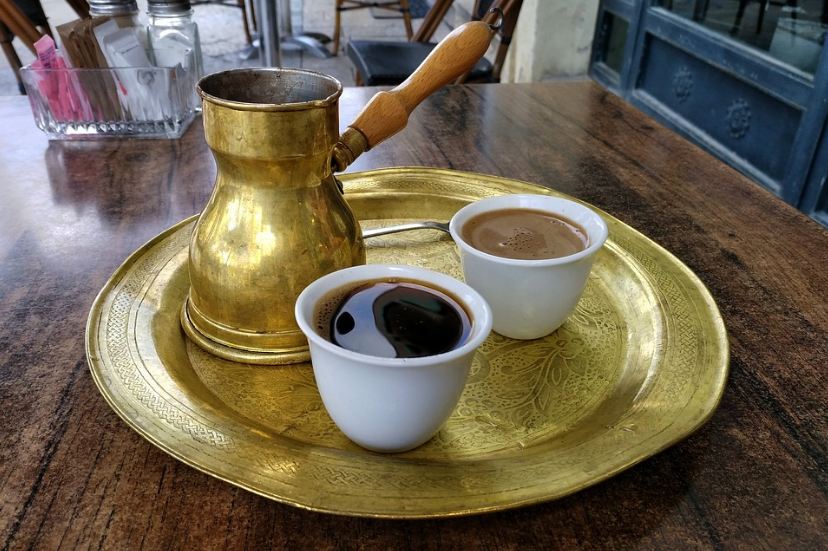 Turkish pot and coffee.