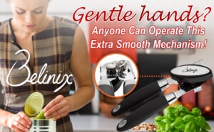 Belinix Stainless Steel Best Manual Can Opener-Professional Heavy Duty Ergonomic Anti-Slip Soft Grips Handle.Big Knob For Easy Turn Open Cans And Tins With No Effort.Safety Smooth Edge No Sharp Cuts.