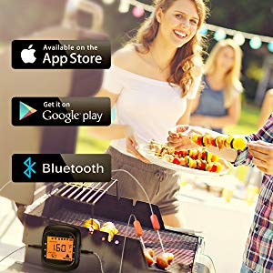 Habor Wireless Meat Thermometer, Bluetooth Remote Digital Cooking Thermometer Larger LCD Backlit BBQ Thermometer with Alarm Monitor for Kitchen Grill Smoker for Android and IOS(Dual Probe)
