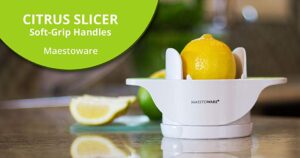 Maestoware Wedge Slicer Lemon Cutter – Cuts Lemons, Oranges, Limes & Other Citrus Fruits into Perfect Wedges – Simple to Use- Professional Quality