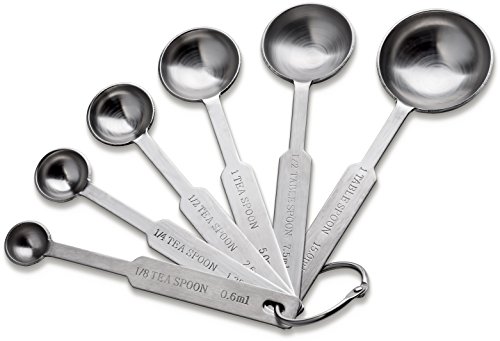 Natizo Stainless Steel Measuring Spoons – Set of 6 Accurate Spoons Including 1/2 Tablespoon and 1/8 Teaspoon Measuring Spoon – Gift Box