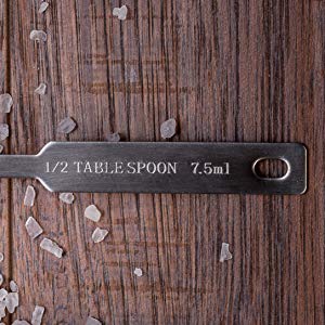 Natizo Stainless Steel Measuring Spoons – Set of 6 Accurate Spoons Including 1/2 Tablespoon and 1/8 Teaspoon Measuring Spoon – Gift Box