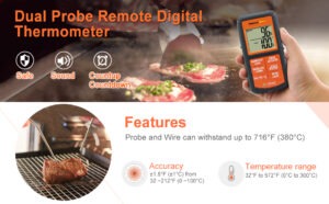 ThermoPro TP-08 Wireless Remote Digital Cooking Meat Thermometer Dual Probe for Grilling Smoker BBQ Food Thermometer – Monitors Food from 300 Feet Away