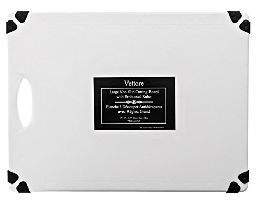 Vettore Large Commercial Cutting Board 18″ x 12″ With Non Slip With Embossed Ruler in Centimeters And Inches Dishwasher Safe BPA Free Poly Chopping Carving Board Plastic